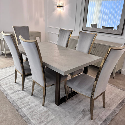 Felicity 6 Seater Dining Table - Grey White