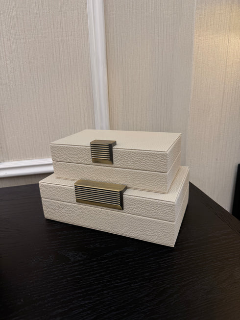 Cream Leather Dimple Box Set