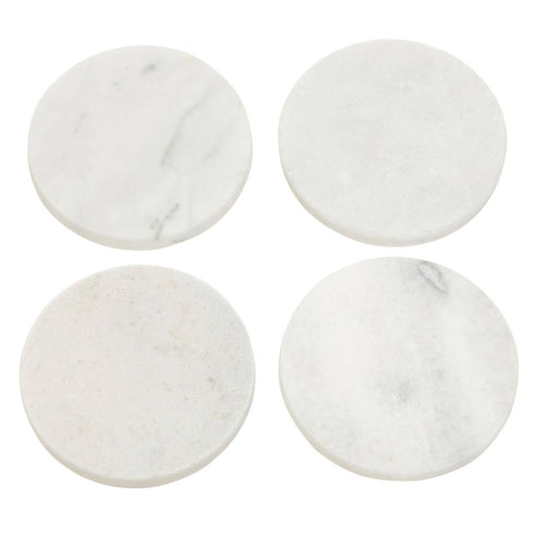 Kindia Set of 4 White Marble Round Coasters