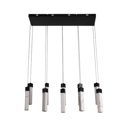 Macie 10 Light Pendant - Black & Marble Effect