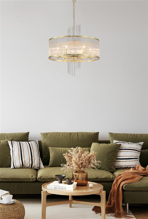 Lola 6 Light Pendant - Gold & Clear Glass