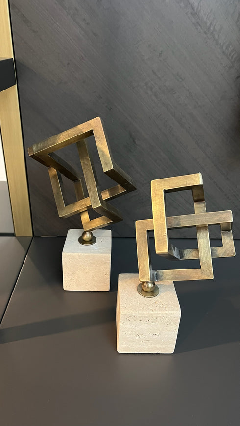 Marble Interlocking Square Set - Travertine