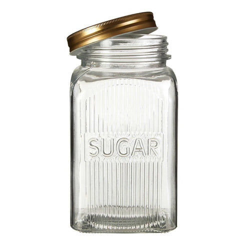 Luca Set of 3 Glass Jars with Gold Finish Lids