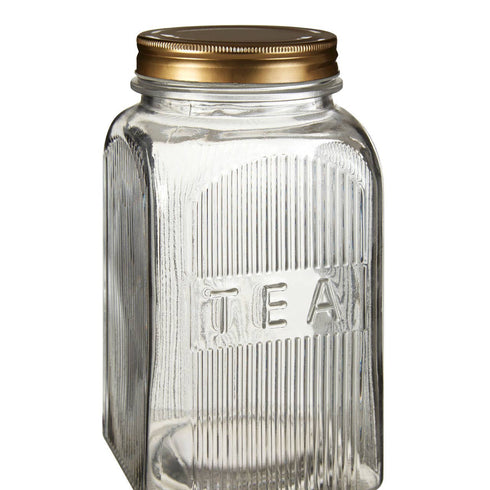 Luca Set of 3 Glass Jars with Gold Finish Lids