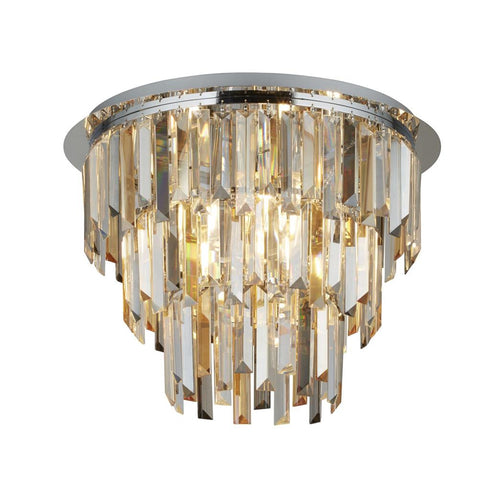 Classy 5 Light Flush - Chrome & Clear, Smoke & Amber Glass