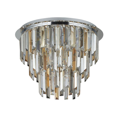 Classy 5 Light Flush - Chrome & Clear, Smoke & Amber Glass
