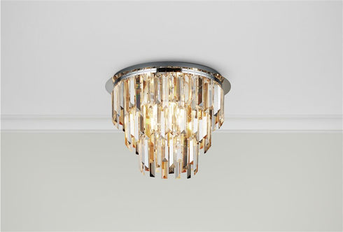 Classy 5 Light Flush - Chrome & Clear, Smoke & Amber Glass