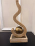 Travertine & Brass Swirl Sculpture
