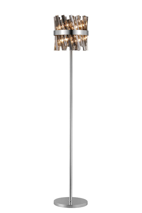 Kade Floor Lamp Nickel - Smoked Glass