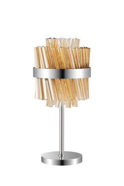 Kade Table Lamp Nickel - Amber Glass