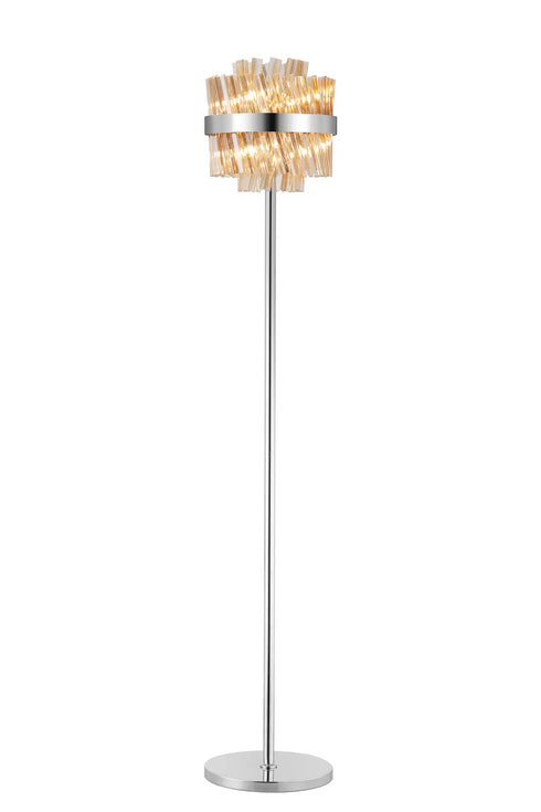 Kade Floor Lamp Nickel - Amber Glass