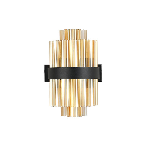 Kade Wall Light Satin Black - Amber Glass