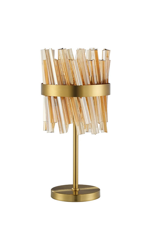 Kade Table Lamp Brass - Amber Glass