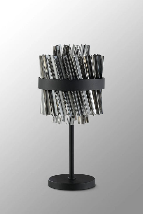 Kade Table Lamp Satin Black - Smoked Glass