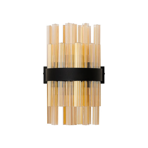 Kade Wall Light Satin Black - Amber Glass
