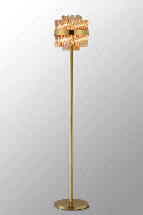 Kade Floor Lamp Brass - Amber Glass