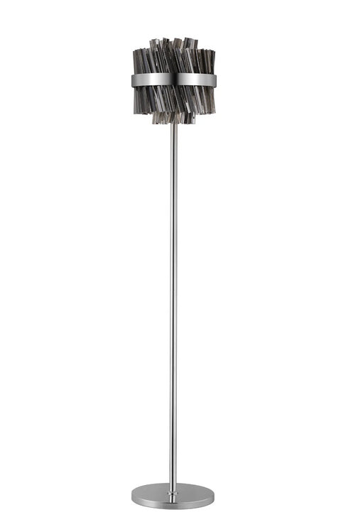 Kade Floor Lamp Nickel - Smoked Glass