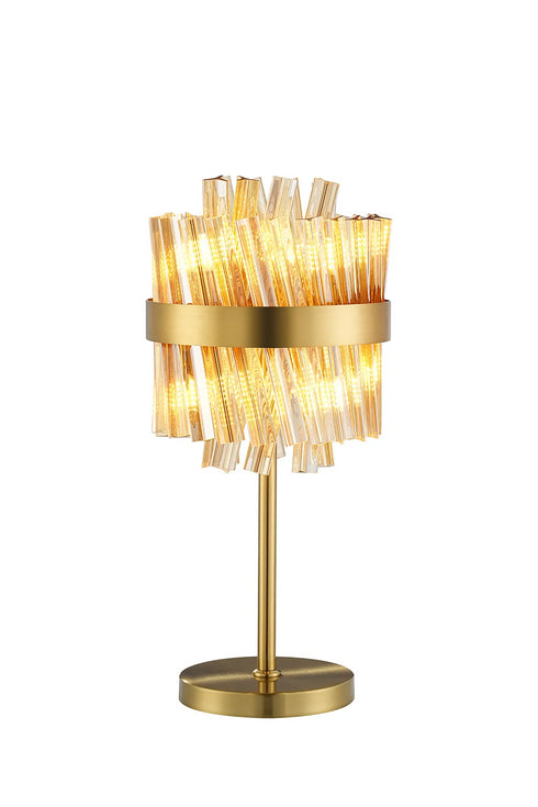 Kade Table Lamp Brass - Amber Glass