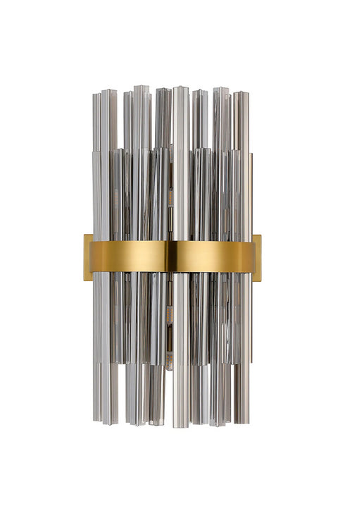 Kade Wall Light Brass - Smoked Glass