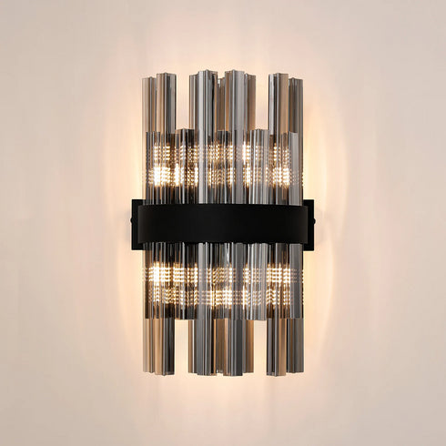 Kade Wall Light Satin Black - Smoked Glass