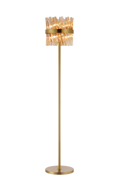 Kade Floor Lamp Brass - Amber Glass