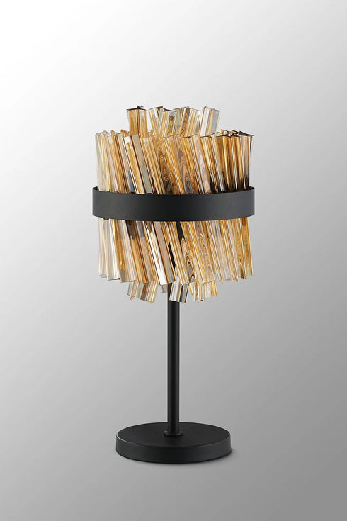 Kade Table Lamp Satin Black - Amber Glass
