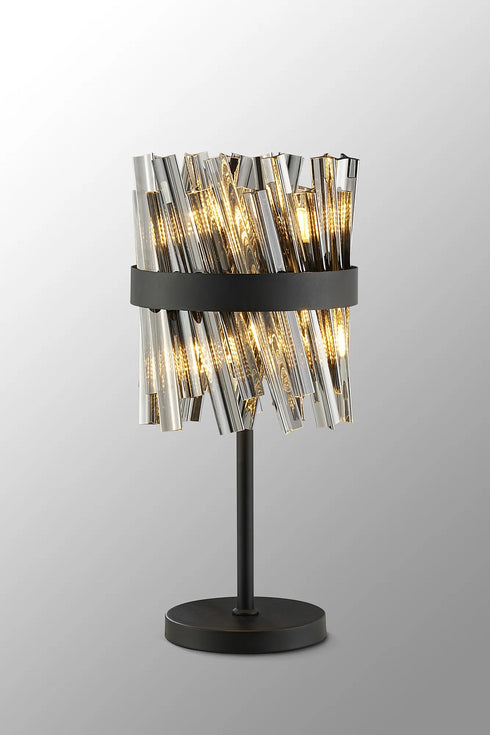 Kade Table Lamp Satin Black - Smoked Glass