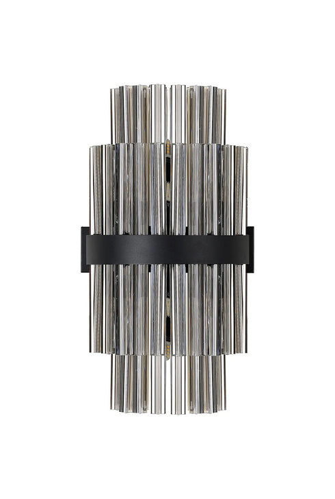 Kade Wall Light Satin Black - Smoked Glass