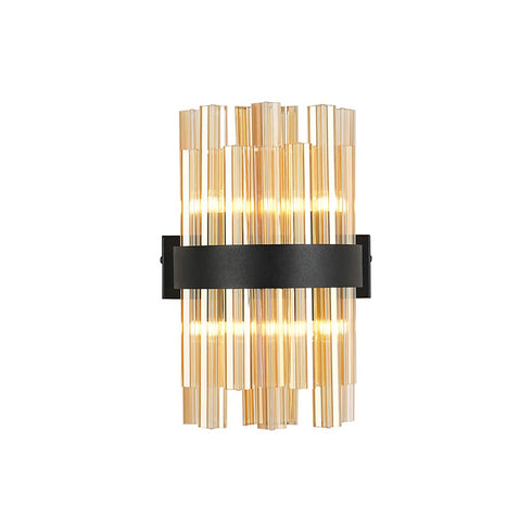 Kade Wall Light Satin Black - Amber Glass