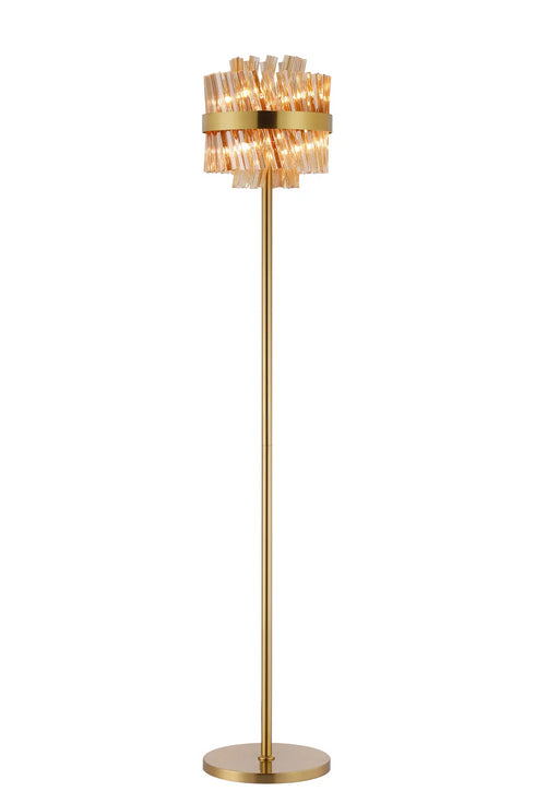 Kade Floor Lamp Brass - Amber Glass