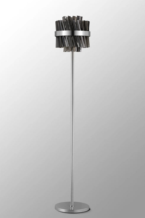 Kade Floor Lamp Nickel - Smoked Glass