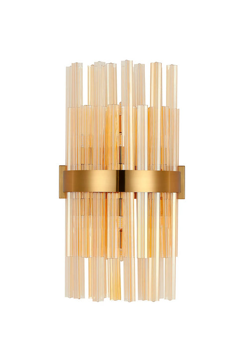 Kade Wall Light Brass - Amber Glass
