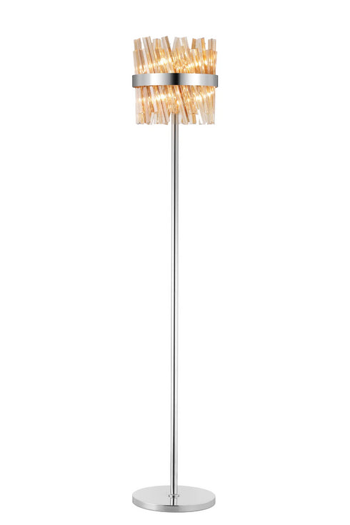 Kade Floor Lamp Nickel - Amber Glass