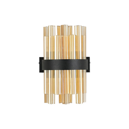Kade Wall Light Satin Black - Amber Glass