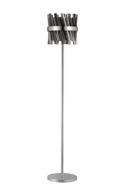 Kade Floor Lamp Nickel - Smoked Glass