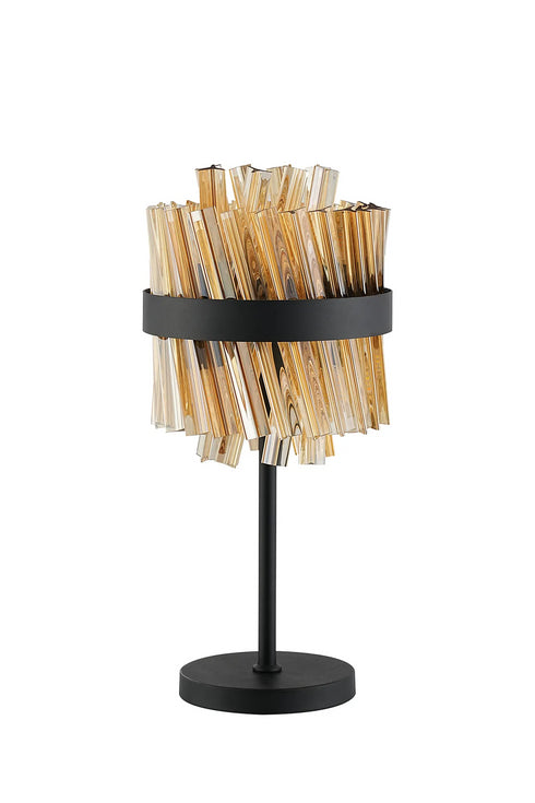 Kade Table Lamp Satin Black - Amber Glass