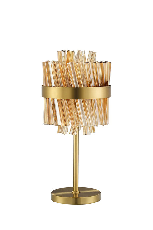 Kade Table Lamp Brass - Amber Glass