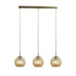 Orbit 3 Light Bar Pendant - Antique Brass & Amber Glass