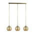 Orbit 3 Light Bar Pendant - Antique Brass & Amber Glass