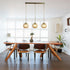Orbit 3 Light Bar Pendant - Antique Brass & Amber Glass