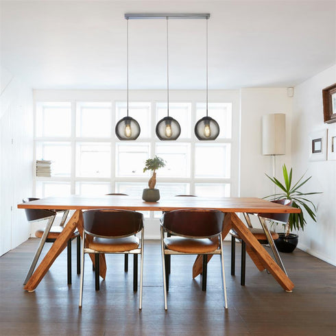 Orbit 3 Light Bar Pendant - Chrome & Smoked