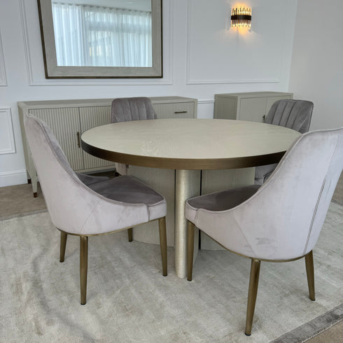 Floren Round 4-5 Seater Dining Table - Antique White