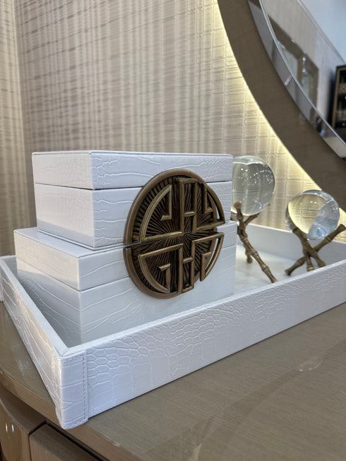 Leather Tray - White