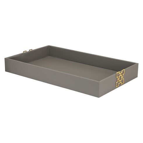 Grey Leather Tray Geo