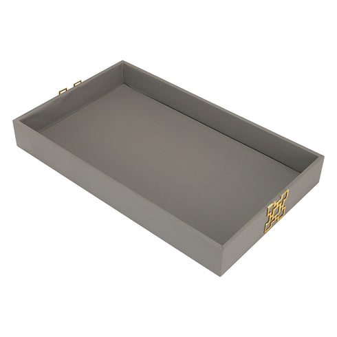 Grey Leather Tray Geo