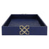 Navy Croc Leather Tray Geo Gold