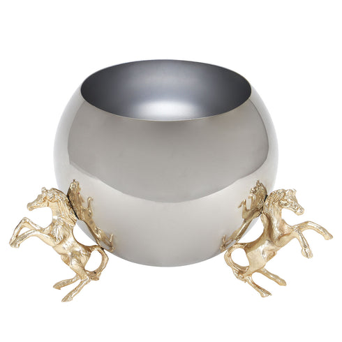Chrome & Gold Horse Vase