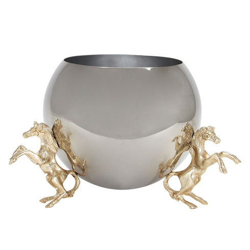 Chrome & Gold Horse Vase