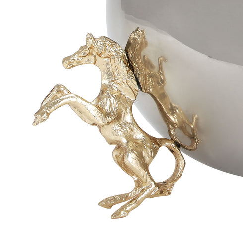 Chrome & Gold Horse Vase