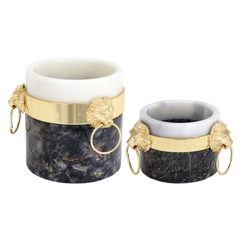 Lion Head Marble Candle Holder Set 2